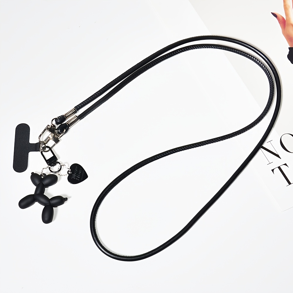 TEMU 1 Ensemble de Cordon de Téléphone en Cuir de Couleur Unie, Sangle de Cou, Unisexe, Cordon de Téléphone Multifonctionnel Anti-Chute et Anti-Perte