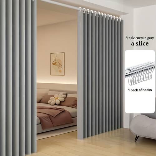 a foldable beige stylish large sized partition door curtain warm for fashionable and beautiful for home decoration and easy to store