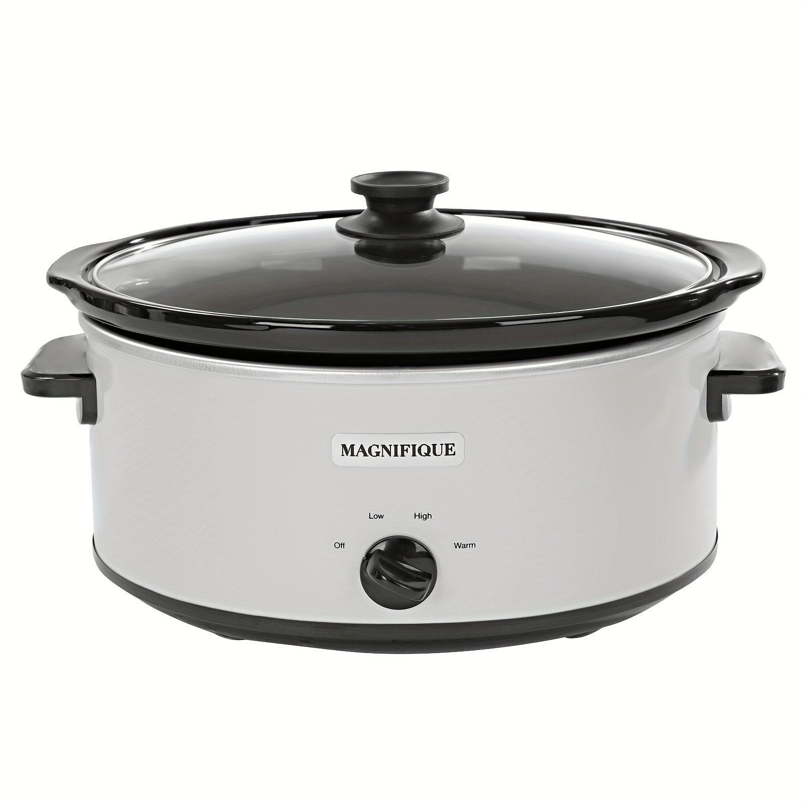 

Magnifique 1pc, 7 Quart Slow Cooker Oval Manual Pot Food Warmer With 3 Cooking Settings, White Stainless Steel