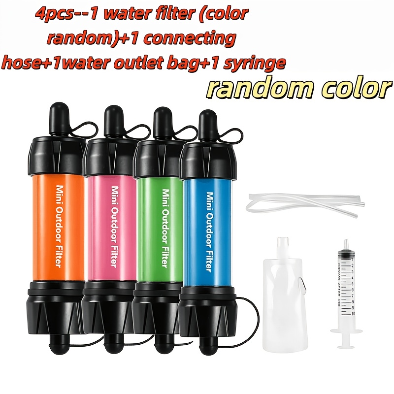 TEMU 4pcs(random Colors) Large Capacity Emergency Water Pipe, Including 1 1 Connecting Hose+ Bag+1 Water Pump, Portable Water Filter, Lightweight And Durable, Easy To Operate.