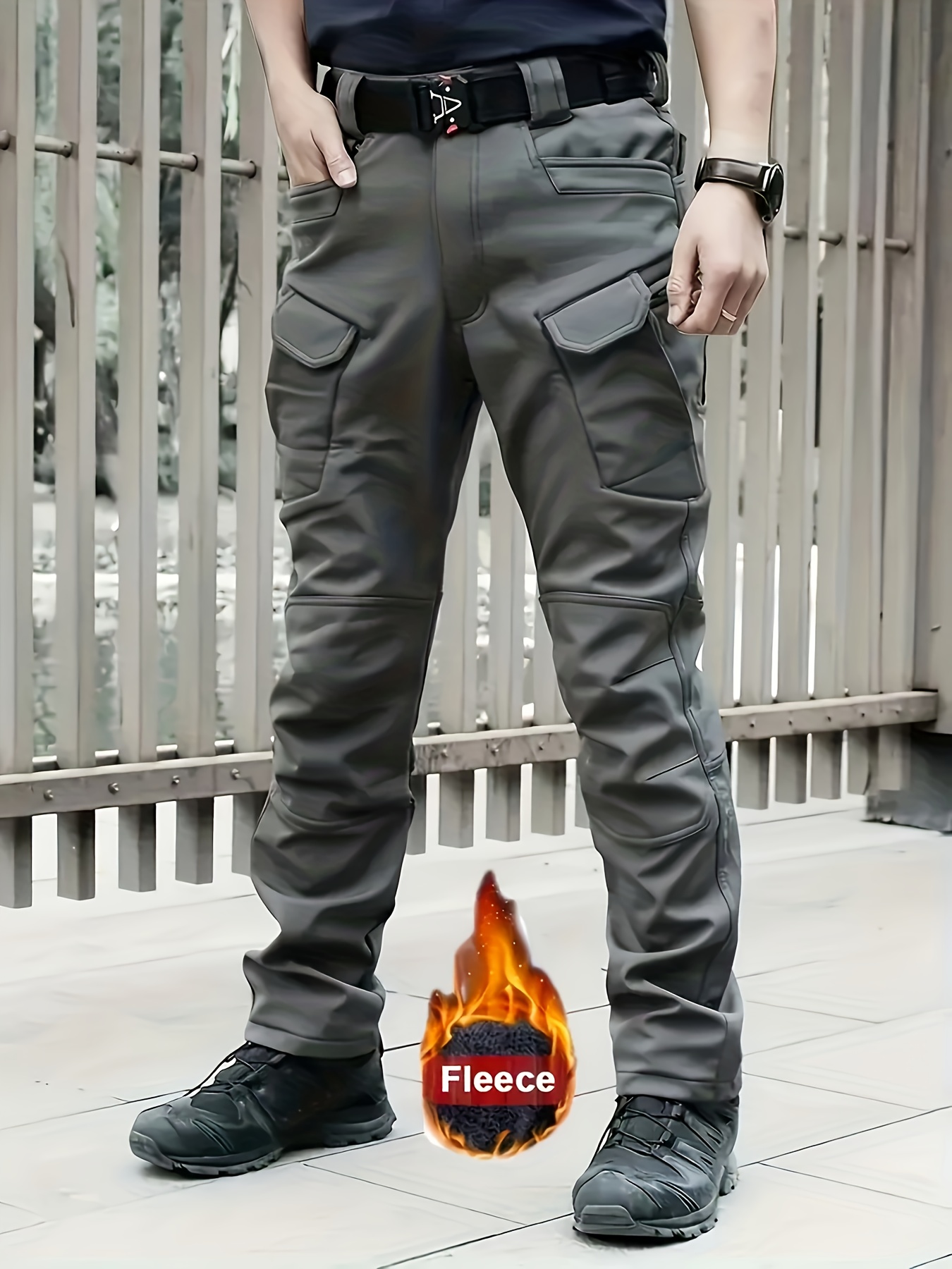IGOLUMON werkbroek voor heren, cargobroek, stretch broek, elastische taille, tactische broek, outdoorbroek met veel zakken, wandelbroek, Kaki, EU:48(32W*30L