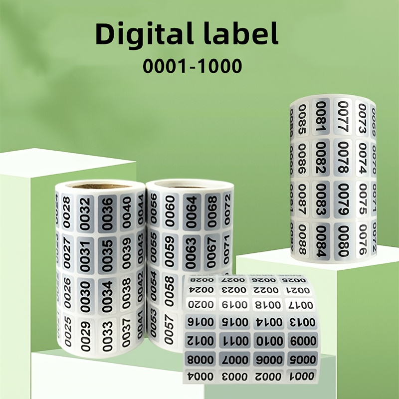 TEMU Labels From 1 To 1000, Roll Of Numbered Letter Stickers, Rectangular Numeric Labels, Matte Silver Number Tags That Are Scratch-resistant And