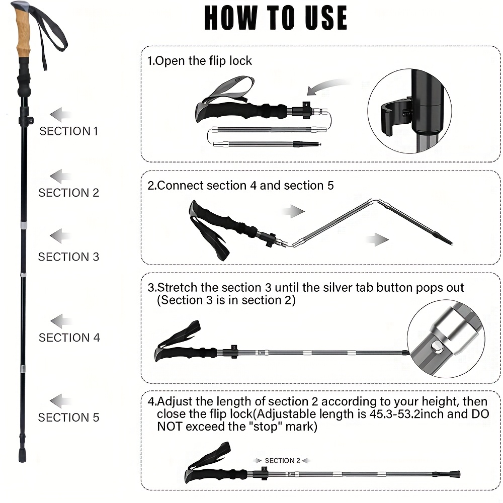Ultra-Strong Trekking Hiking Poles - 2 Pack Adjustable Hiking Sticks