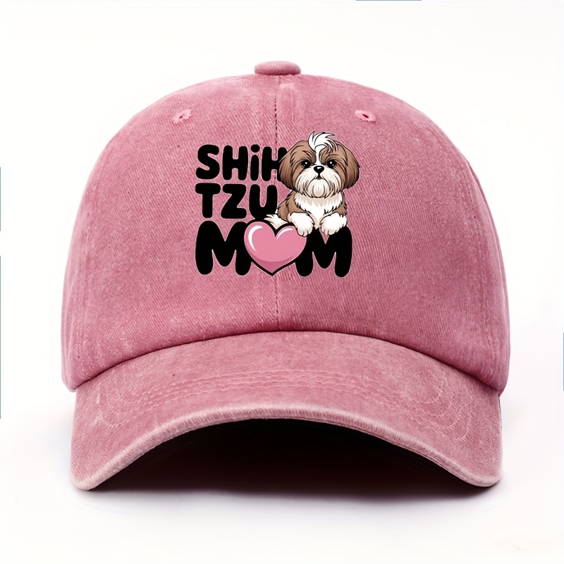TEMU Shih Tzu Mom & Puppy Baseball - Lightweight Adjustable Snapback Hat, Soft Comfortable Fabric, Options, Hand Washable - Perfect Birthday Gift For