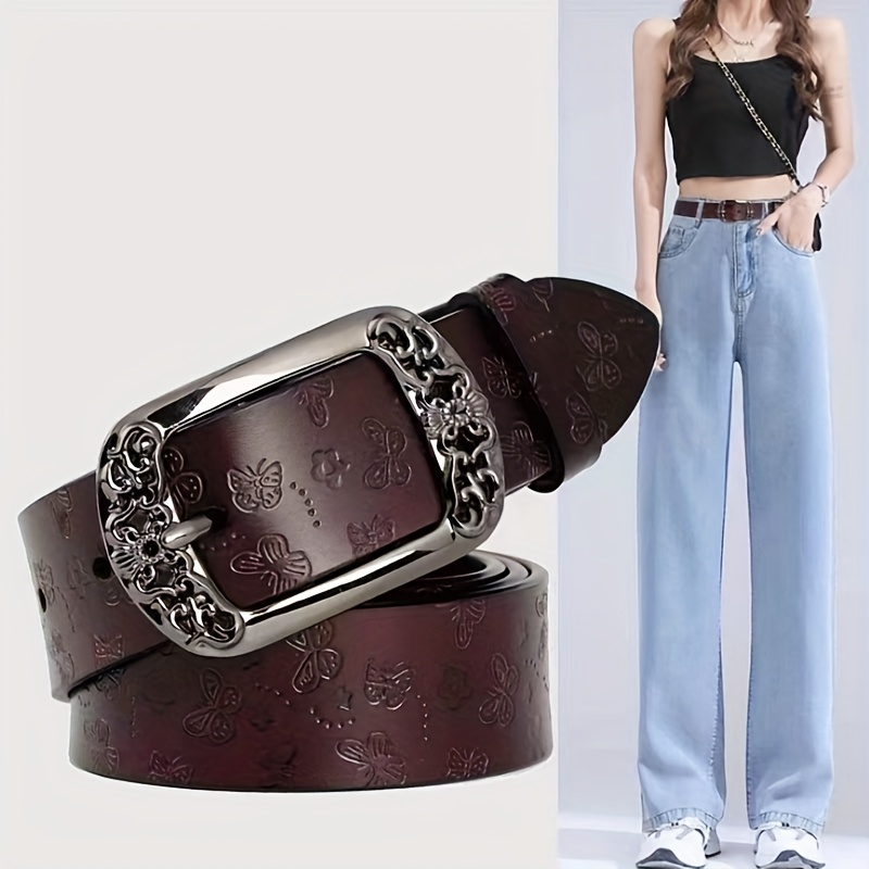 Stylish Casual Belt with Retro Buckle Wide Strap