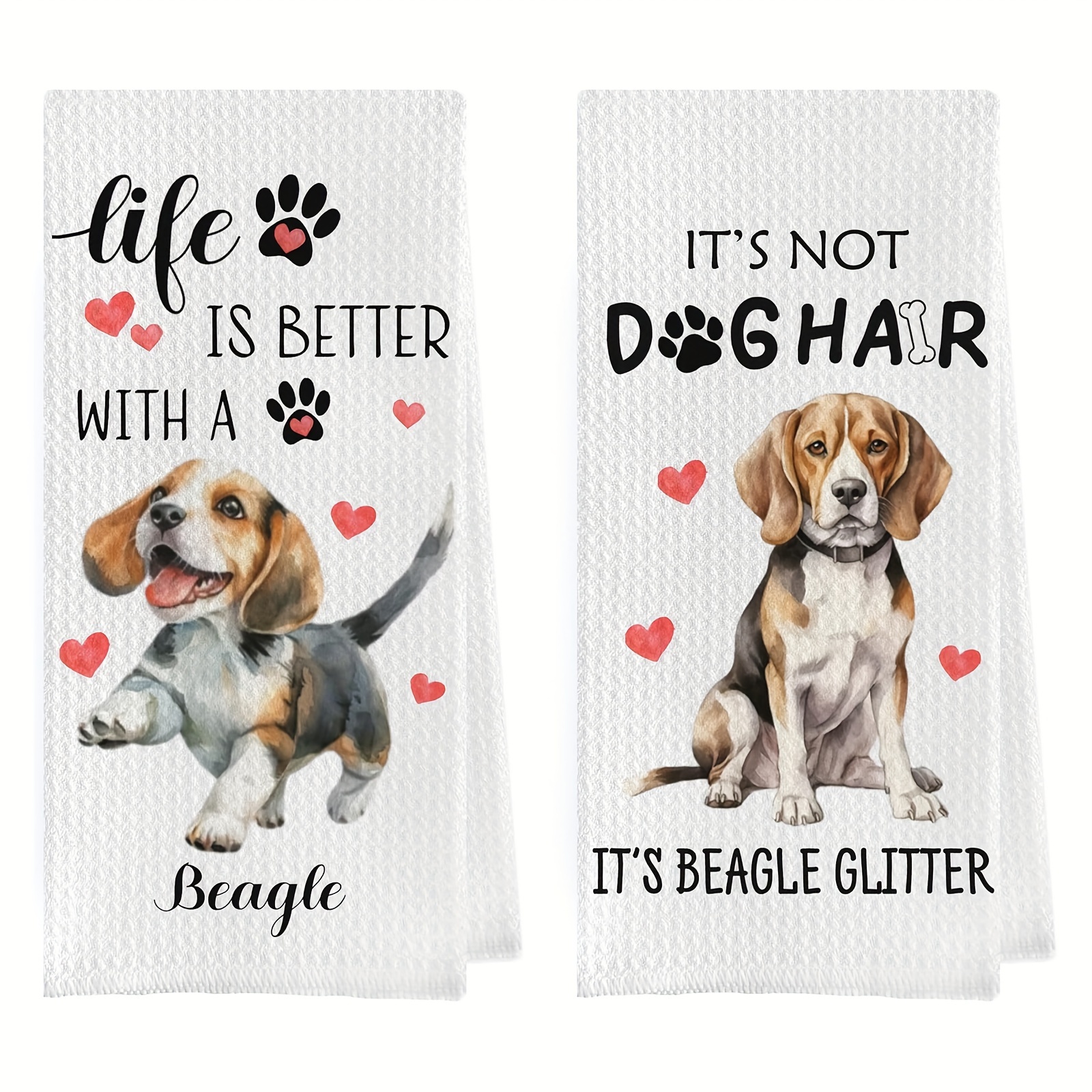 

Ensemble de 2 Torchons de Cuisine à Thème Beagle - Polyester Super , Torchons à Main & à Thé pour la Décoration de , pour les des Chiens (16x24 Pouces)