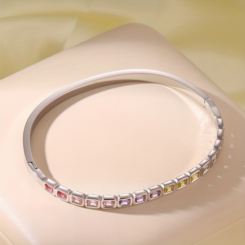 Men's Elegant Multicolor Zirconia Stainless Steel Bracelet