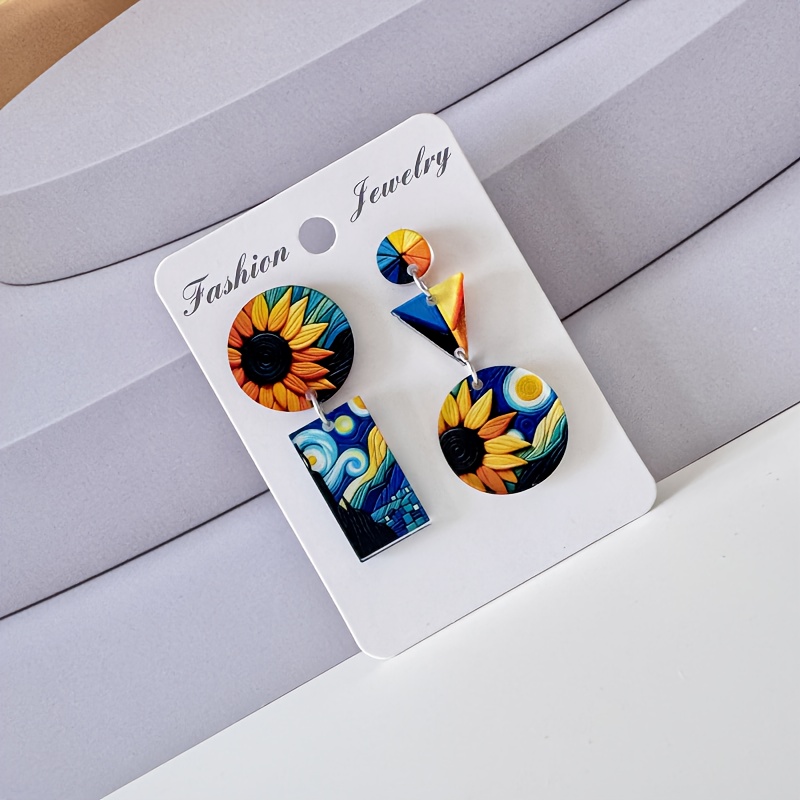 E-shop Ein Paar einzigartige Anhänger-Ohrringe mit künstlerischem Design, handgefertigte Acryl-Spleiß-Kreation, schönes künstlerisches geometrisches