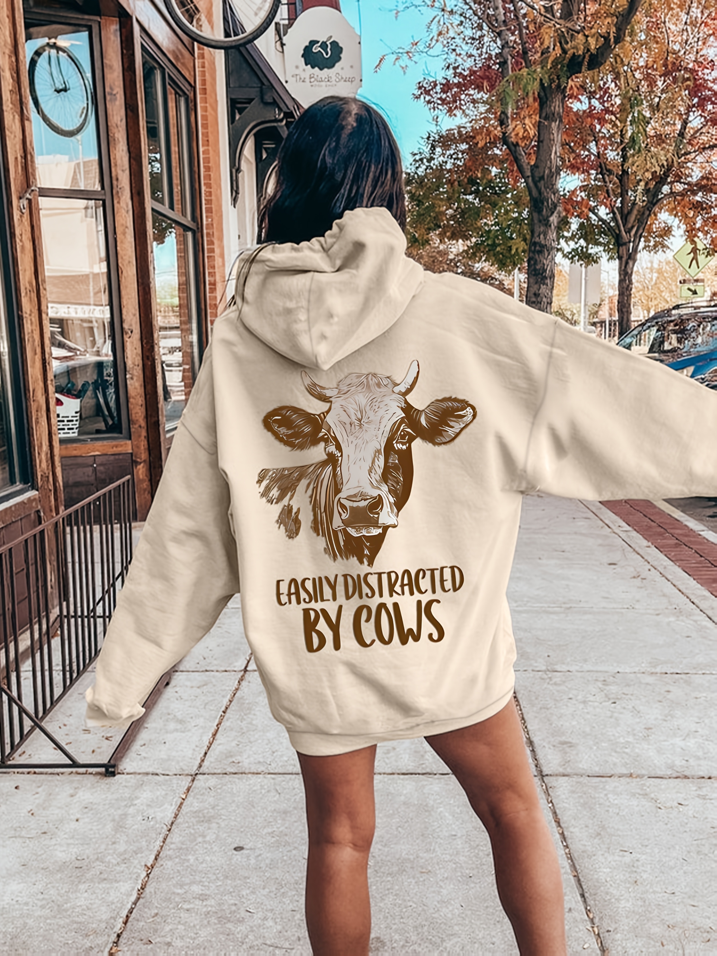 leicht abgelenkt kühen damen hoodie witziger kuh druck Temu Germany