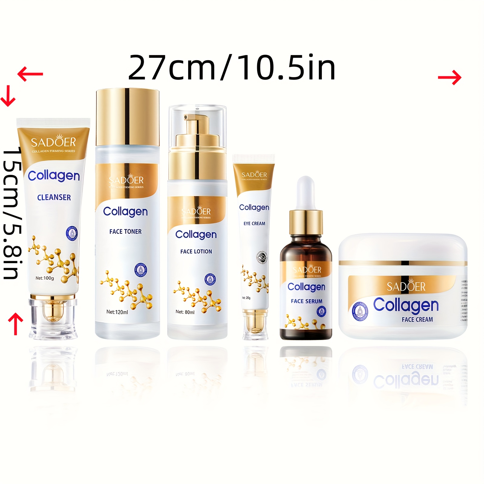 collagen facial skin care set 6 in 1 skin care gift set facial cleanser face serum face cream eye cream toner lotion moisturizing ideal for birthday self care gifts details 4