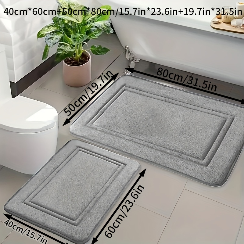 TEMU 2pcs Minimalist U-shaped Memory Thickened Super Soft Non-slip Bath Mat And Absorbent Bath Mat, Non-slip And Wear-resistant, Comfortable And