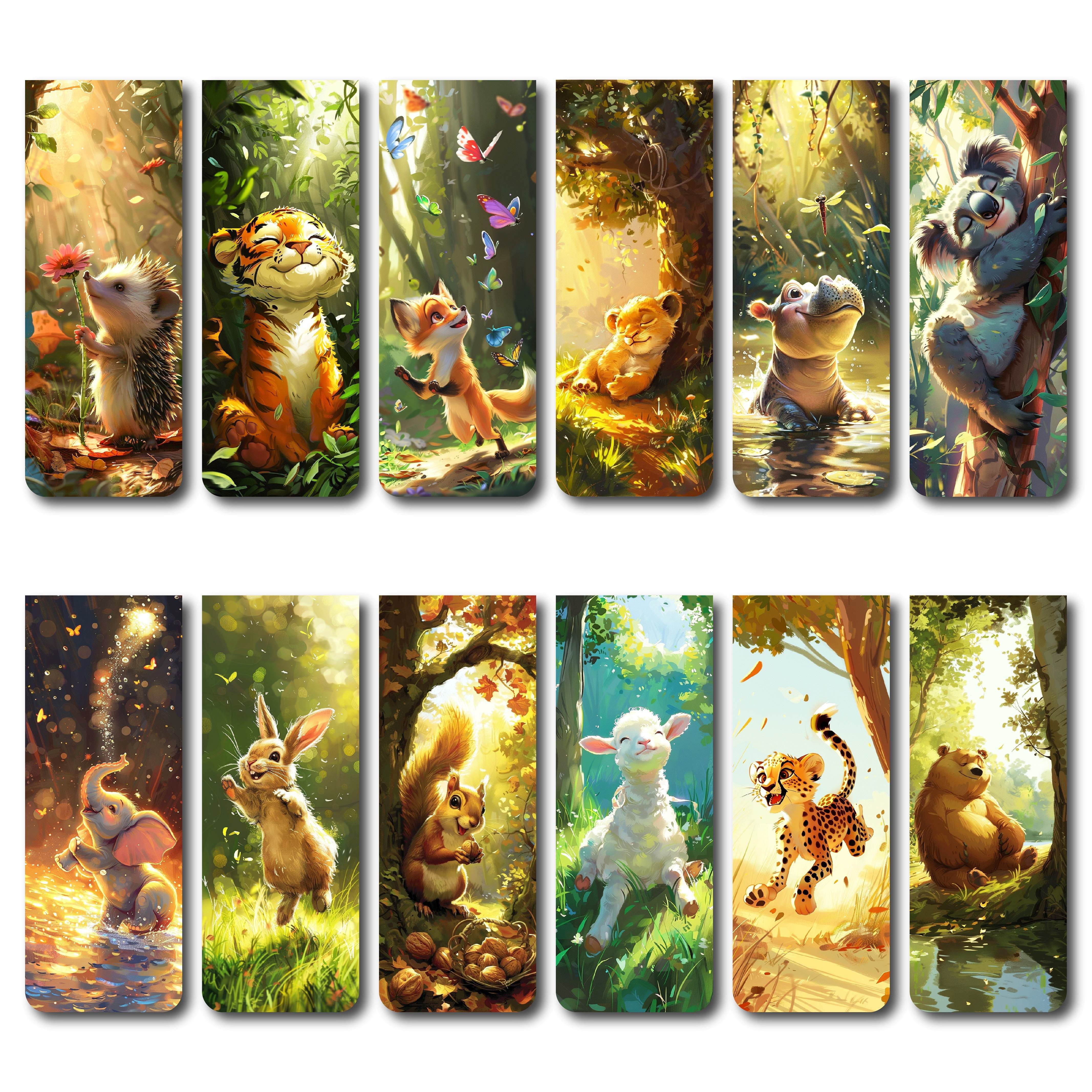 12pcs Cute Animal Magnetic Bookmarks - Colorful Page Markers & Clips, Durable & Attractive Design For Book Lovers, Teachers & Party Favors