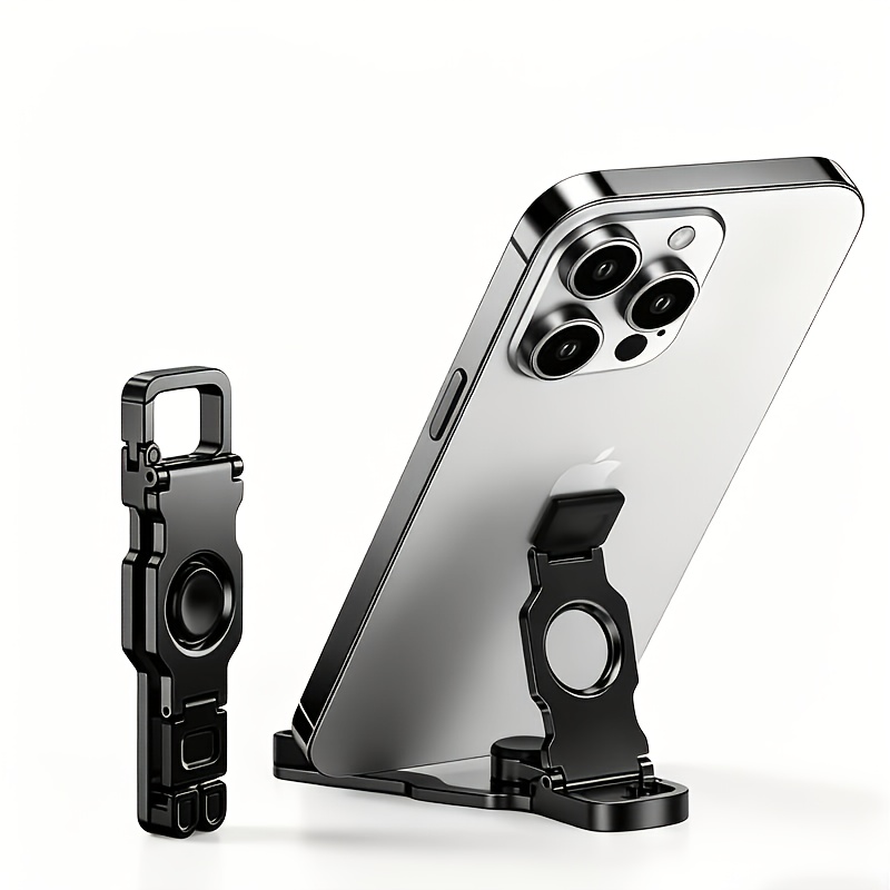 TEMU Llavero soporte para teléfono tipo fidget spinner multifuncional, 1 pieza de agarre plegable con bisagra y rotación de 360°, ideal para ver