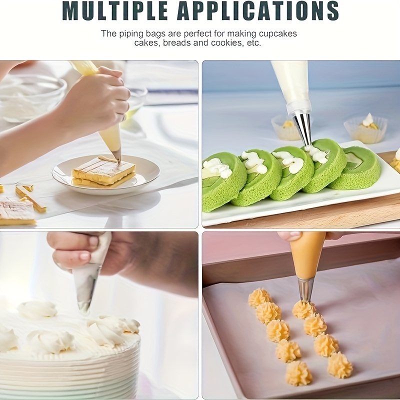 Complete Cake Decorating Kit: 100 Piping Bags, Stainless Steel Tips  Couplers, 16 Icing Nozzles Scrapers DIY Baking Cu