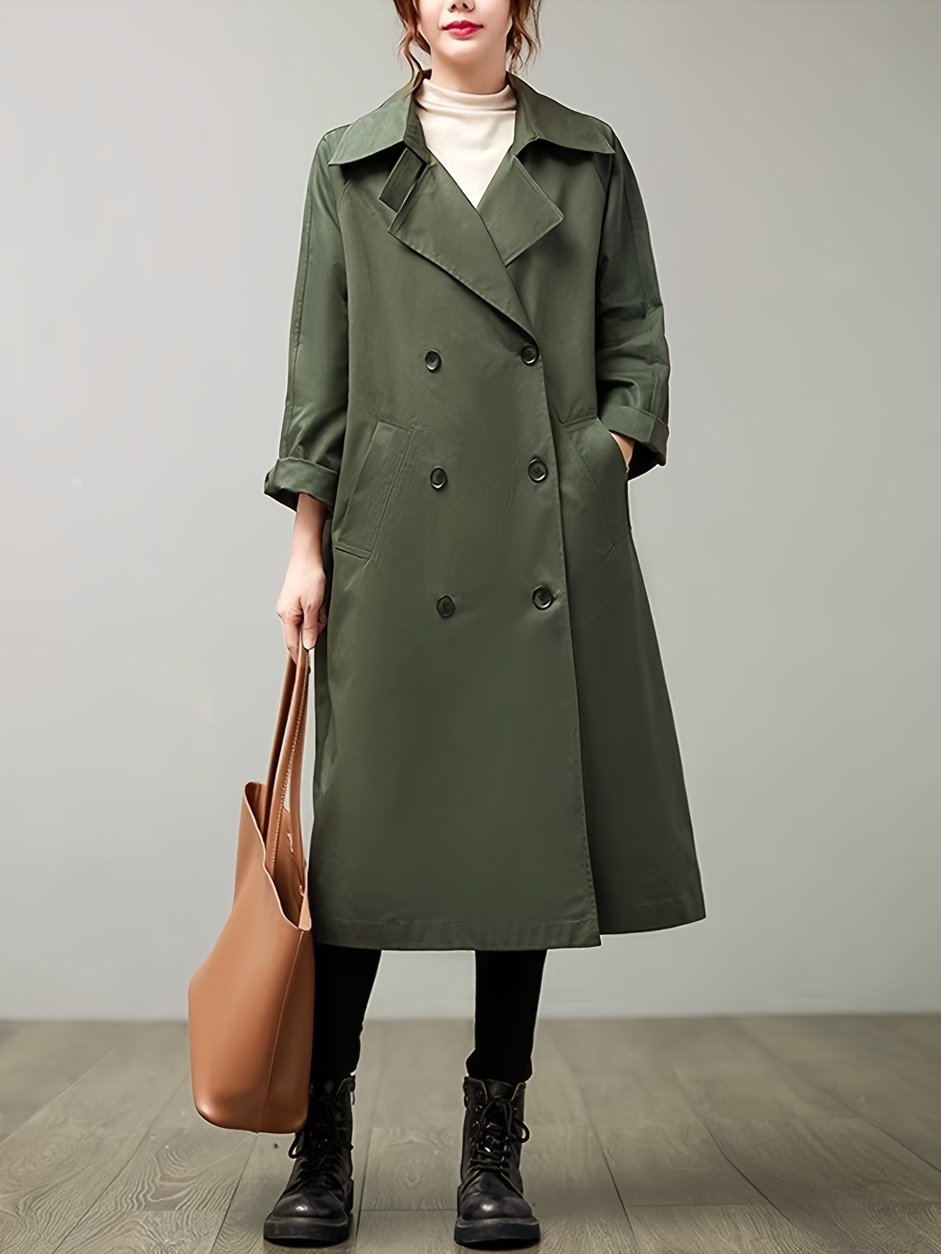popular loose british style trench coat womens - Temu Canada