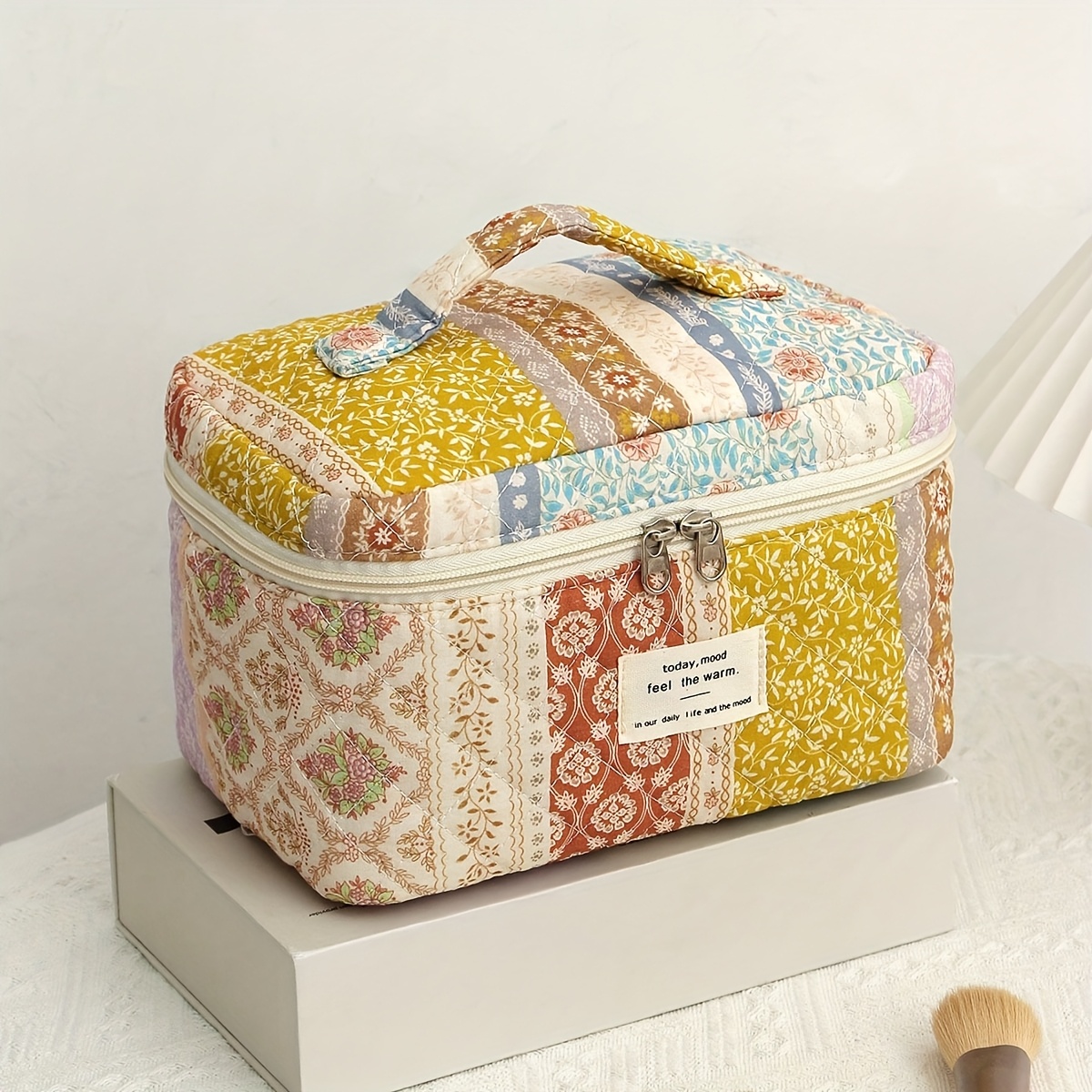 TEMU 1pz/set Borsa cosmetica trapuntata stile bohemien per viaggio, organizzatore di cosmetici, borsa da trucco donna, beauty case capiente,
