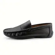 Men's Solid Colour Slip On Loafer Shoes, Comfy Non Slip Rubber Sole ...