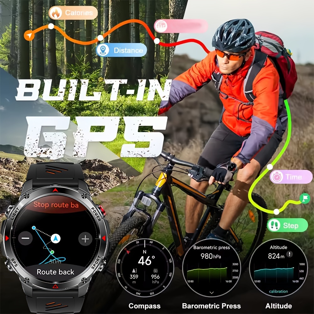 Montre Connectée de Sport GPS T-Rex 3 2025 | Écran 1.46 pouces, GPS Intégré, Appel Sans Fil, SOS, Montre Homme de Haute Qualité avec Boussole, Altitude, Baromètre, Plus de 100 Modes Sportifs, Compteur de Pas, Distance, Tracker de Fitness Calorie