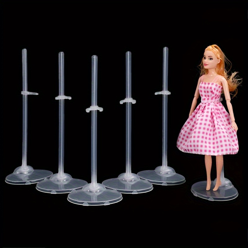 

14+ Years Plastic Doll Stands, 5/10 Pack Adjustable Support Brackets With Round Base For Dress Up Doll Display - Compatible With Various Dolls, Model Holder Accessories, Collectible Toy Organizer Gift