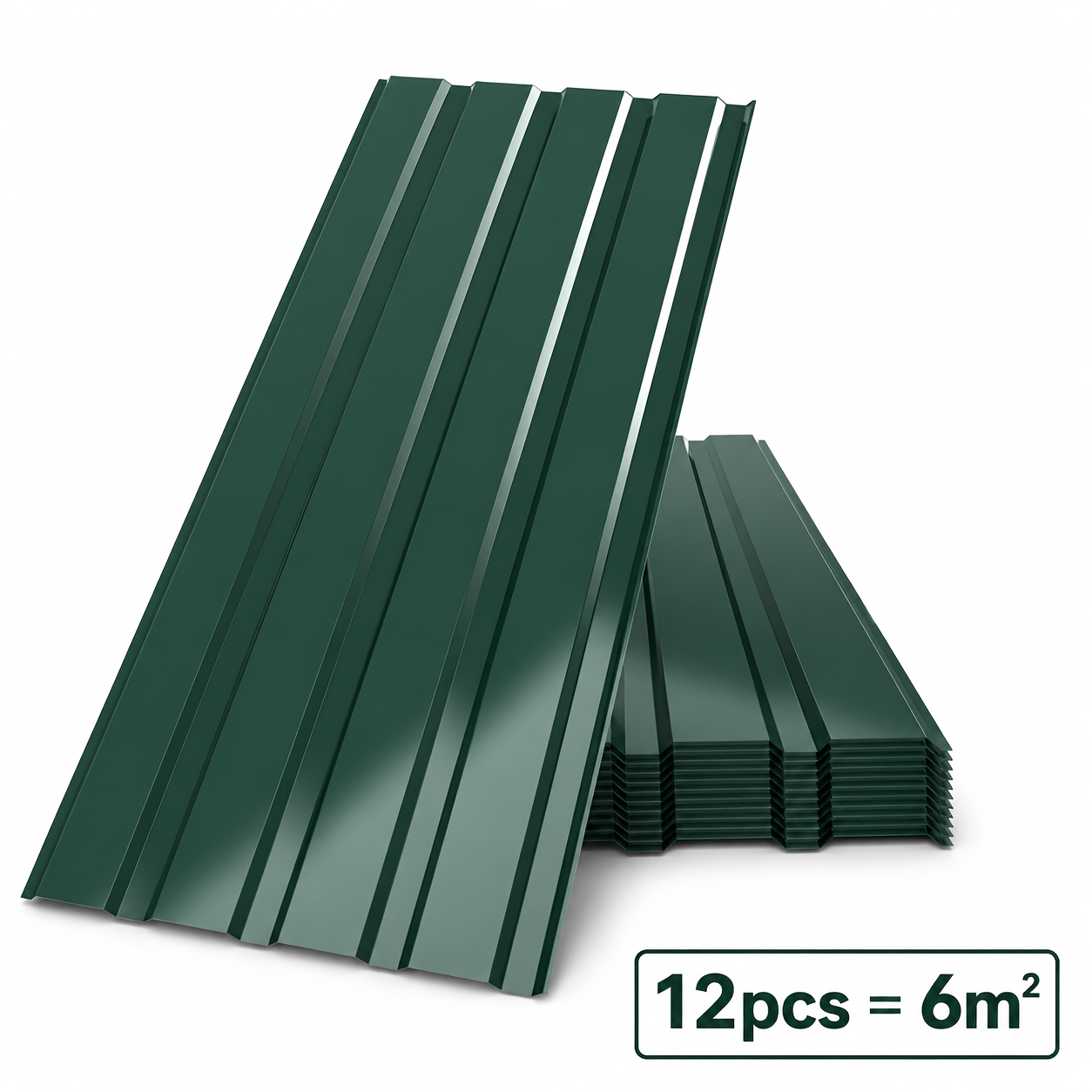 6m² Roof Covering Corrugated Roofing Sheets 115x45cm Galvanized Steel Roof Panels 12-pack Temporary & Removable Metal Roof Panels Diy Roof Cladding Green/grey