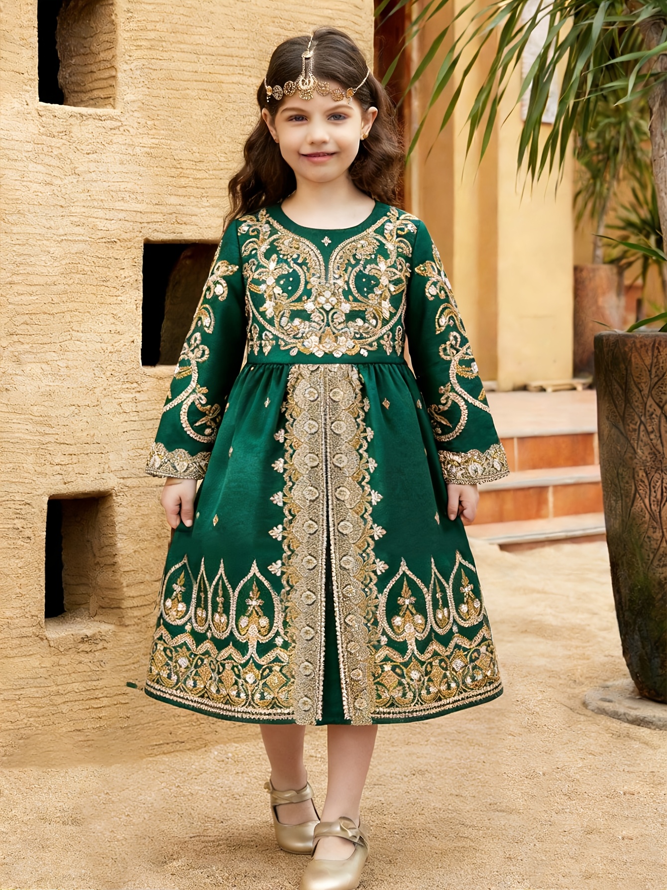 Baby Girls' Muslim Ramadan Festival Celebration Formal Dress * * Special  Occasion Dress, Retro Exquisite Floral * Ideal for Islamic Festivals & *