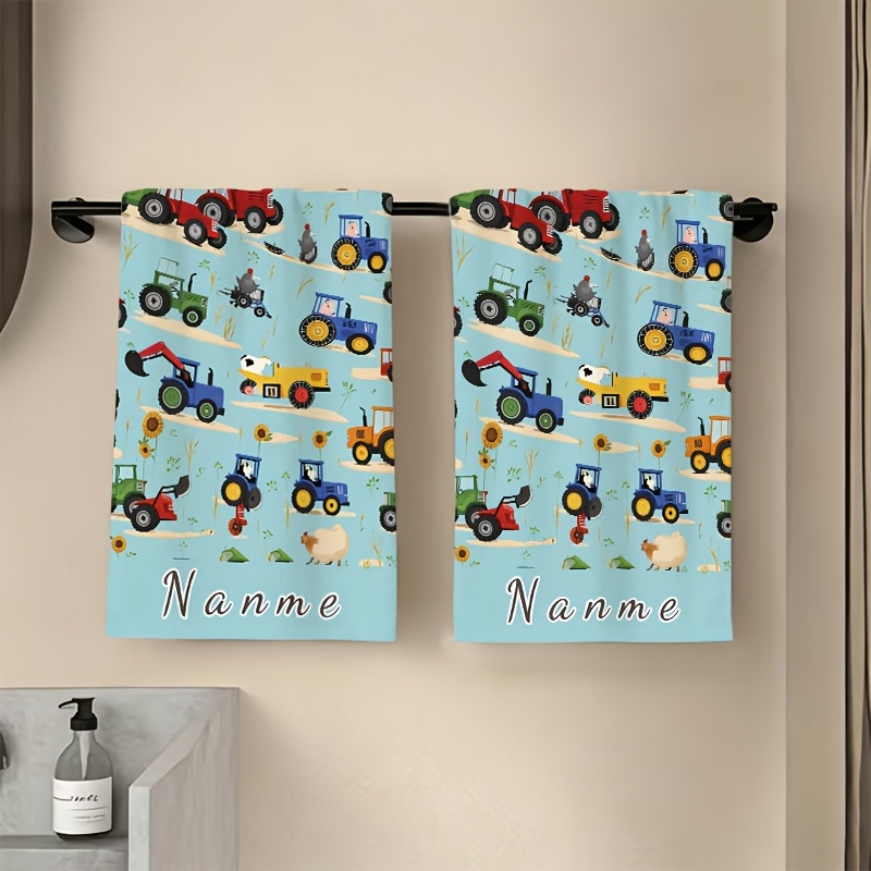 TEMU 1pc Custom-name Tractor Farm Towel, Absorbent, Lightweight, And Quick-drying. Mixing Up Towels At Home, , The Pool, Or The Beach. Custom- You, ,