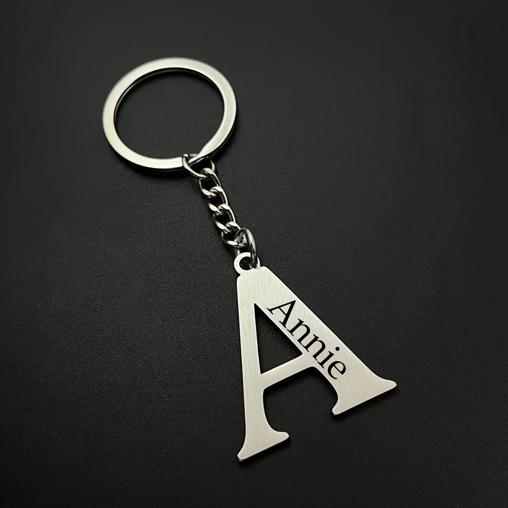 TEMU 1pc Llavero Personalizado de Acero Inoxidable - A-Z Grabadas, Accesorio Duradero para Hombres, y de Perros - Para Llaves del Coche, y Bolso