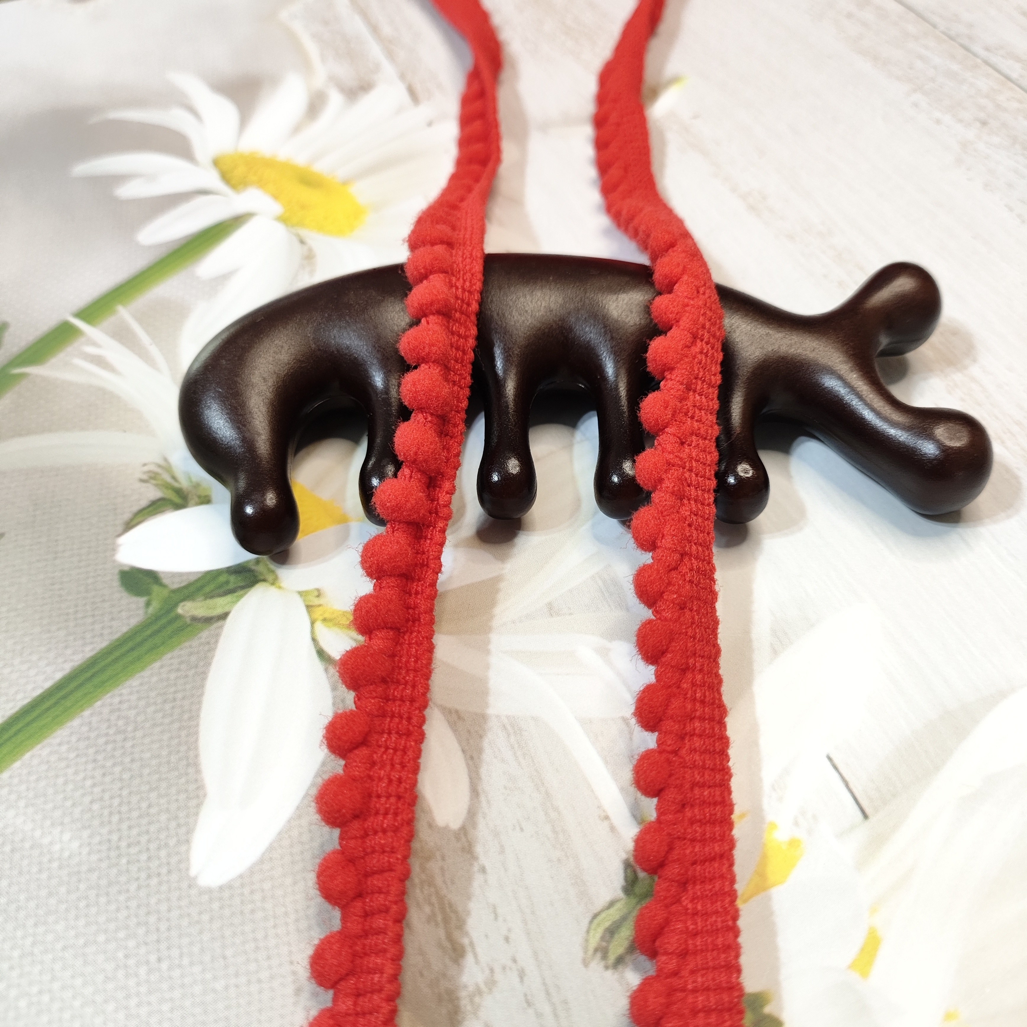 AHANDMAKER Pom Pom Band - 5 Meter Fransenband In Ethnischem Design Für DIY-Projekte