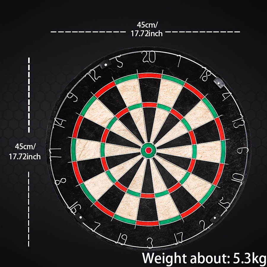 45,72 cm Braziliaans premium hennep dartbord volgens officiële wedstrijdspecificaties met 6-delige dartset
