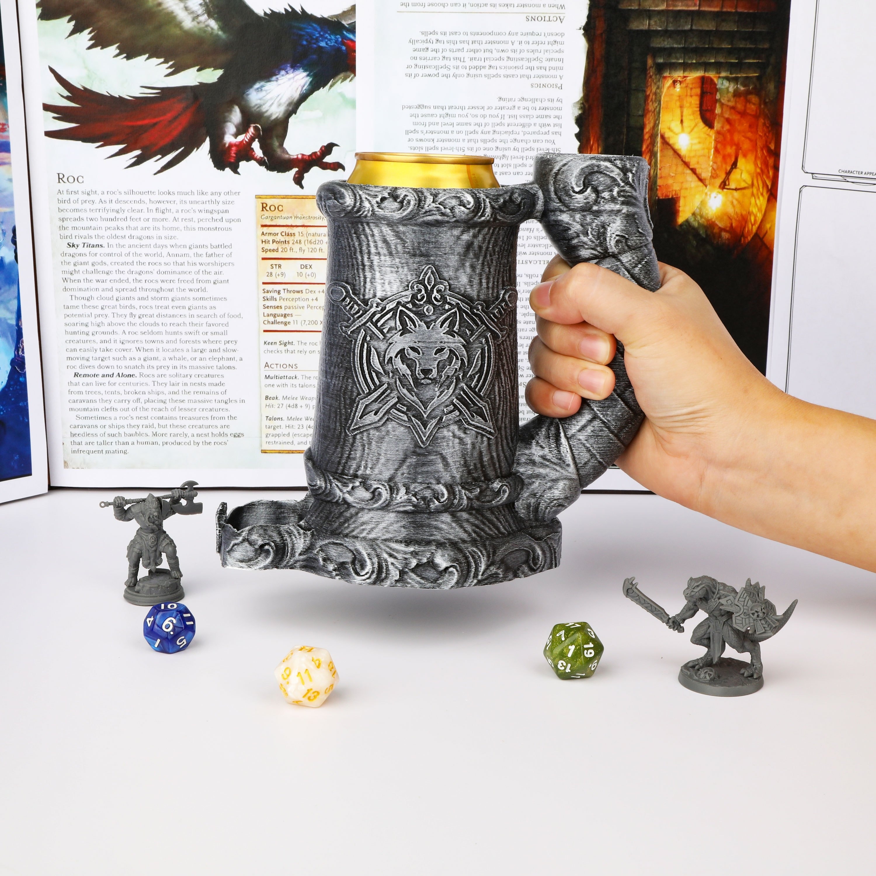Druid Wolf Crest Cup Dice Tower, Tabletop RPG Gift