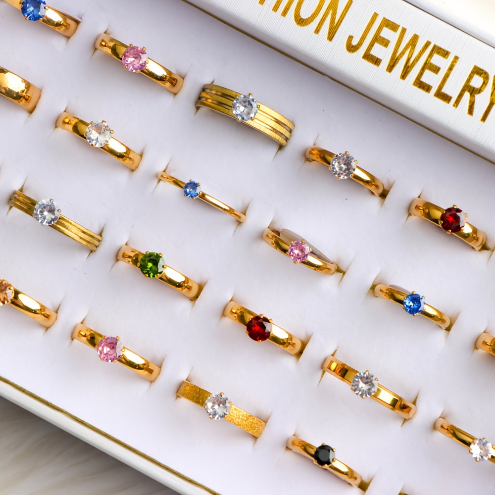 Image of 12 Elegant And Stylish Stainless Steel Rings For And, Suitable For Daily Wear, Holiday Parties, And Decorations. Ideal As Wedding Or Anniversary Gifts. Without A Gift Box, For Teenager