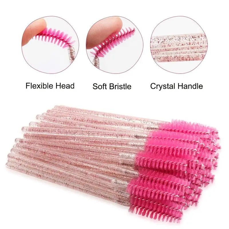 10pcs pack multicolor eyelash brush eyebrow brush set with spiral brushes crystal handles for eyelash extension makeup details 2
