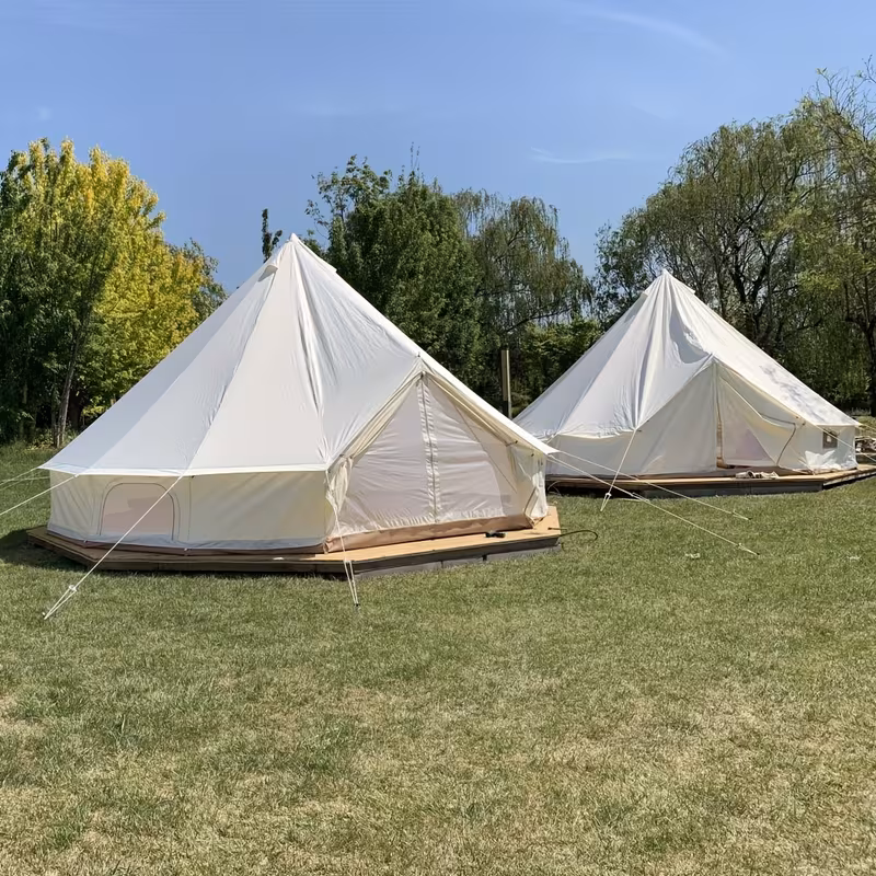 outdoor waterproof 19 6ft oxford bell tent tent with zipped in groundsheet for 8 10 Product details 3