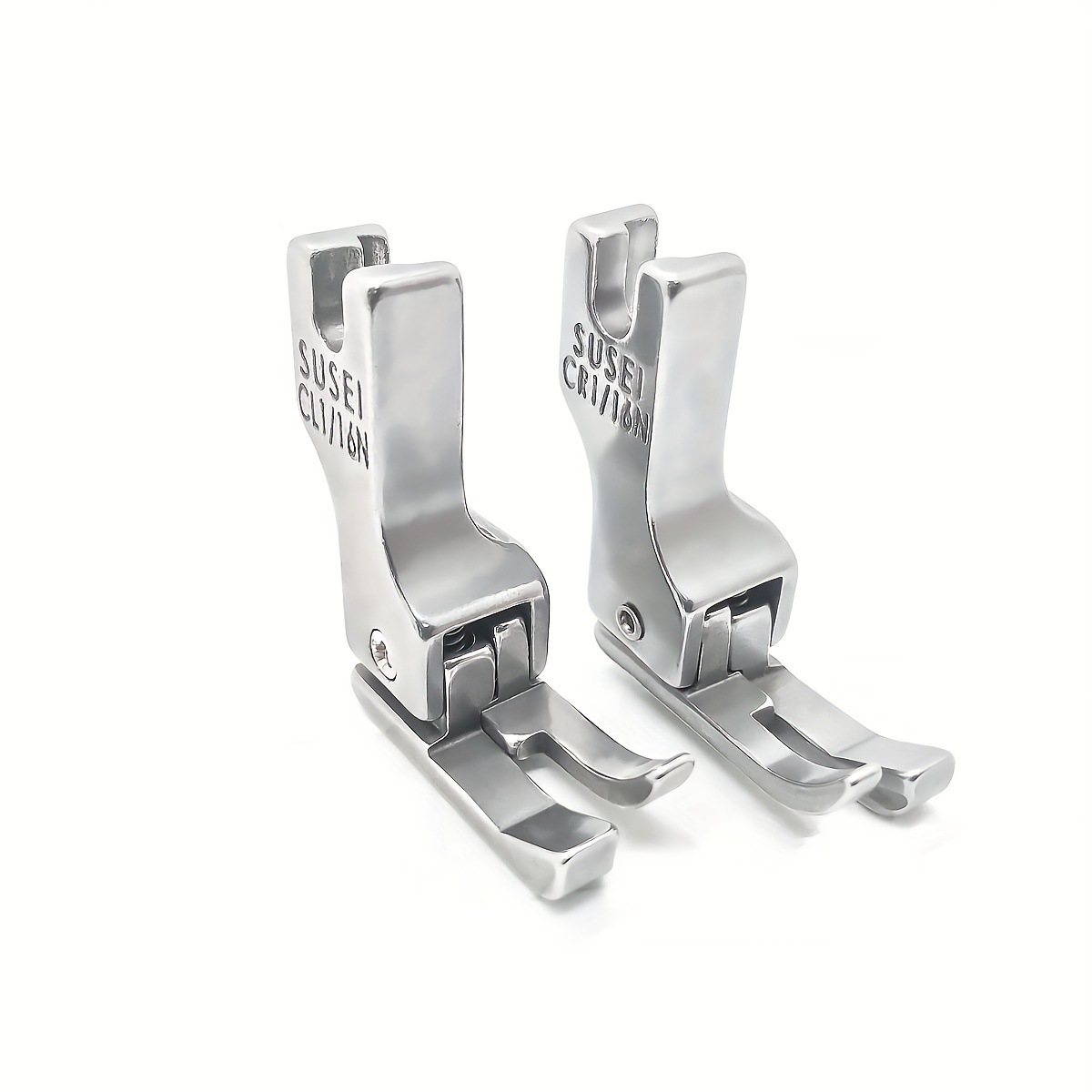 TEMU 2pcs 0.1 0.2 Pied de presse double face haut et bas tout en acier CL 1/16N 1/32 Machine à coudre Ordinateur Voiture Plate Arrêt de bord Bordure