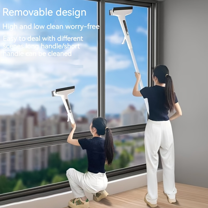 3 in 1 glass cleaning kit durable metal pole with scraper suitable for high windows shower doors and car windshields essential household cleaning tool high pressure spray wand   handle window cleaning essentials ergonomi Product details 2