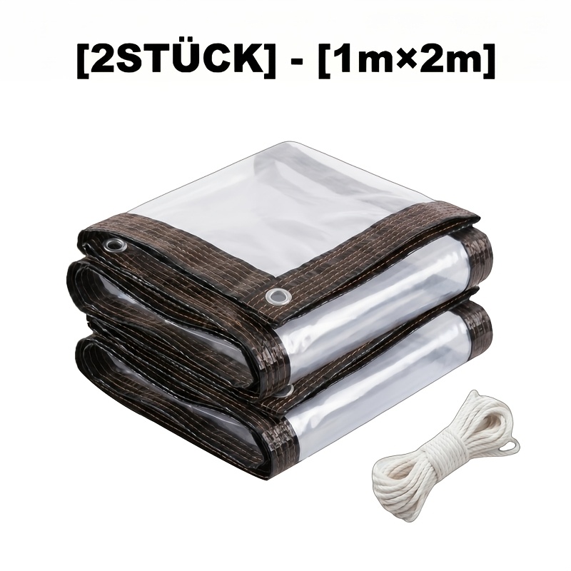 Image of 2pcs 10 Mil Pe Tarp, Lightweight Grade, Balcony Drying Rain Cover, Outdoor Misc Storage Cover, Temporary Rain Shelter, Moving Wrapping Cloth, Flexible Not Stiff, And Free Hanging Ropes Included