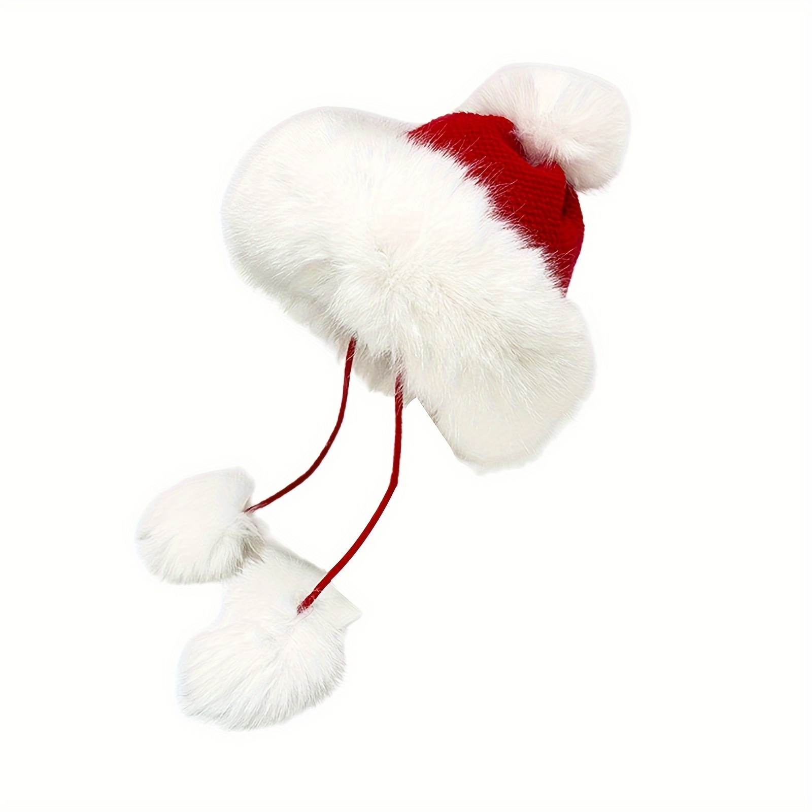 

Cozy Faux Fur Christmas Beanie With Pom - Warm, Stretchy Knit Winter Hat For Women, Festive Outdoor Accessory