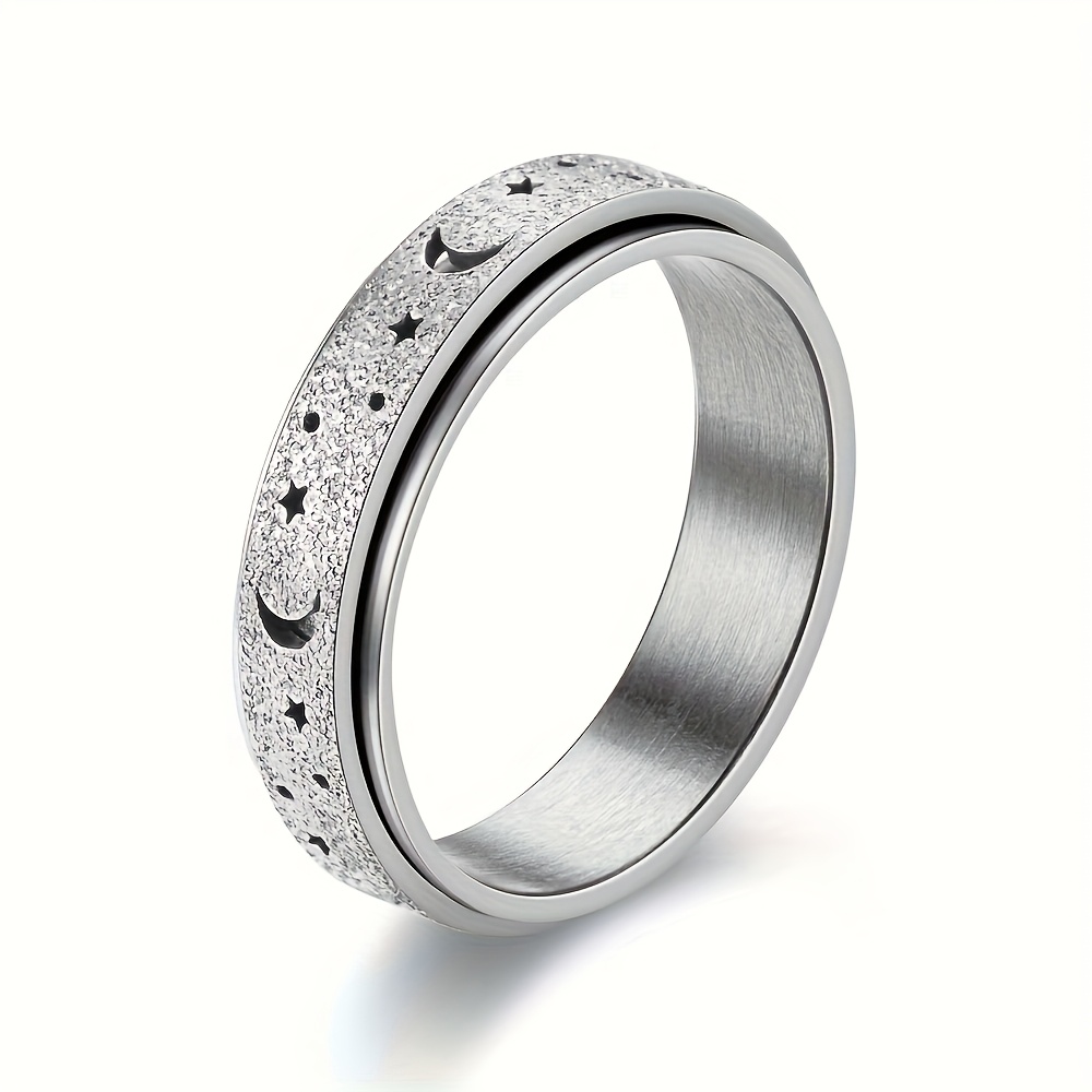 a 6mm titanium 316l stainless steel ring for men stylish and versatile with rotatable moon and sun ornament 316l stainless steel jewelry accessory Product details 0