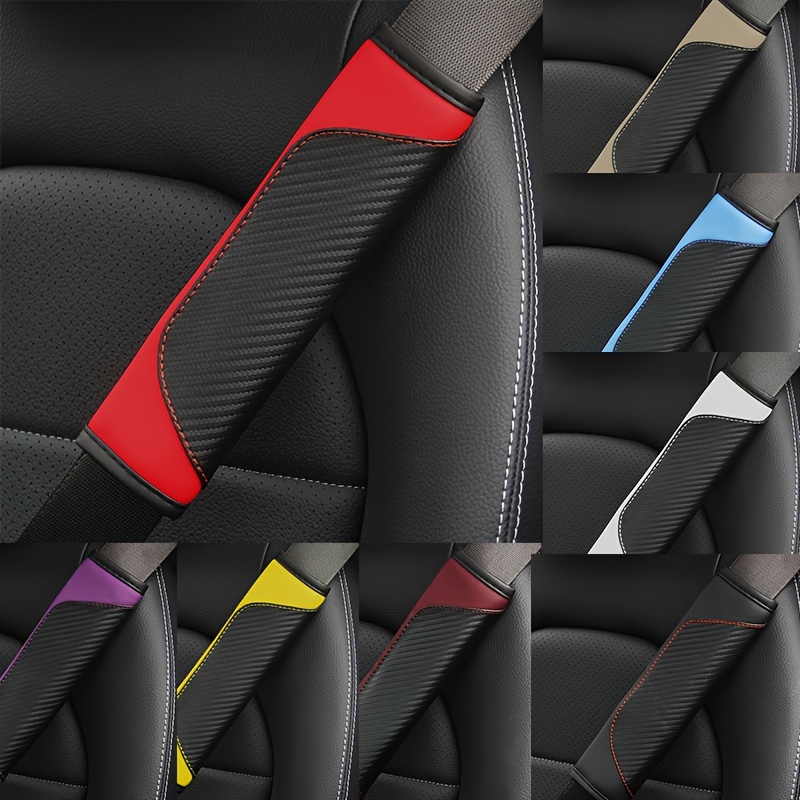 

Fit Pu Leather & Carbon Fiber Seat Belt Shoulder Pad - Comfortable, Durable Car Interior Accessory For Men & Women Seat Belt Cover Shoulder Strap Leather Car Seat Covers
