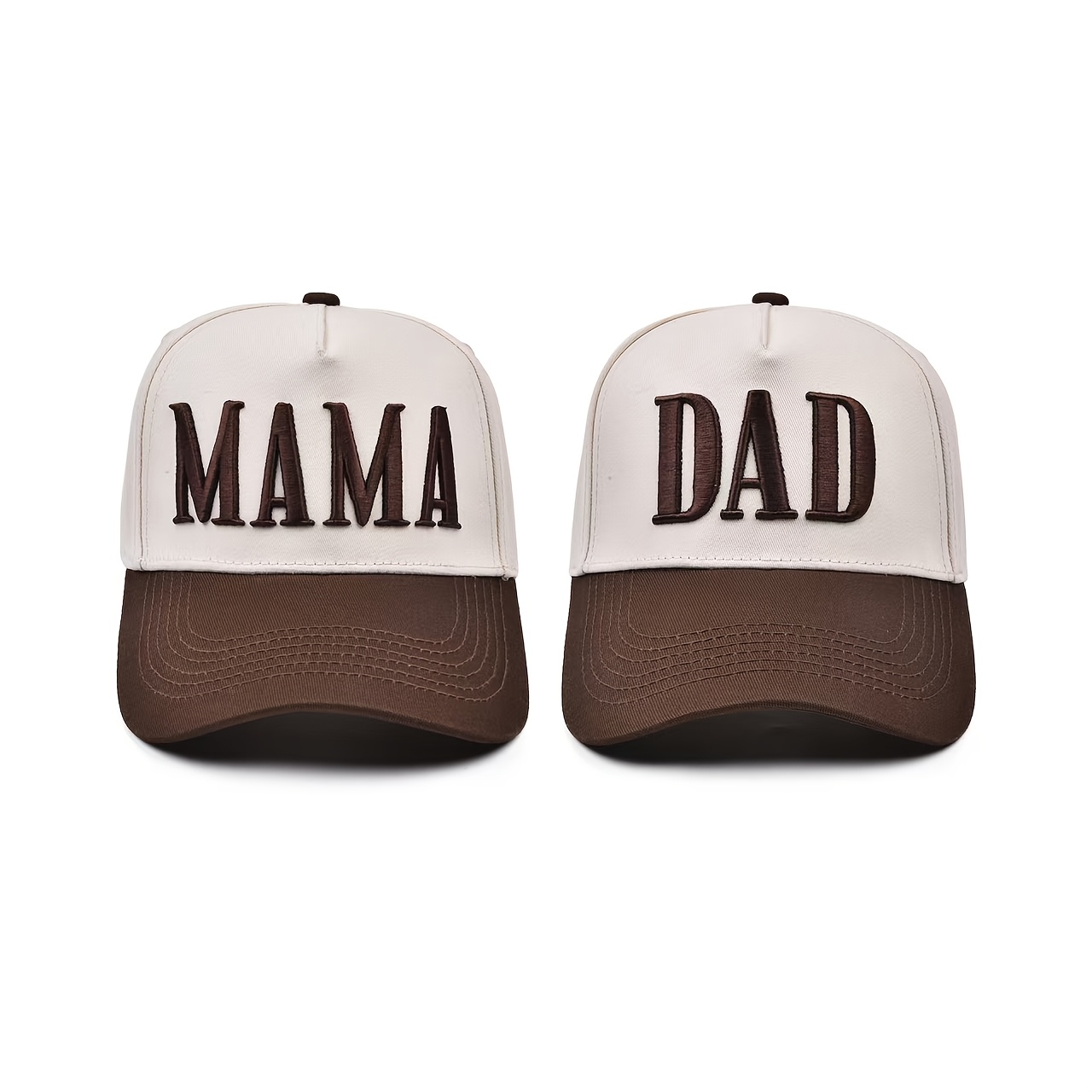 TEMU 2pcs Fashionable Embroidered Baseball Caps, Mama/dad Embroidered Baseball Caps, With Color-blocking Design That With A Retro Filter, Providing
