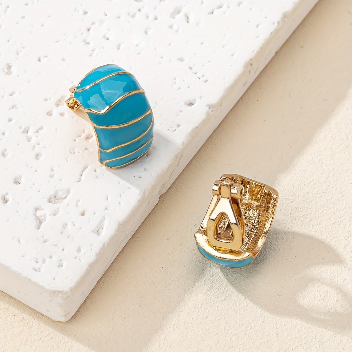 Sweet Elegant Multicolor Enamel Hoop Earrings, Holiday Style