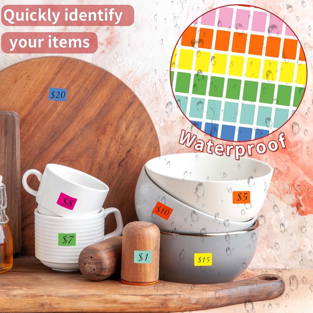 5 Sheets of 500pcs Colorful Square Classification Stickers for Organization
