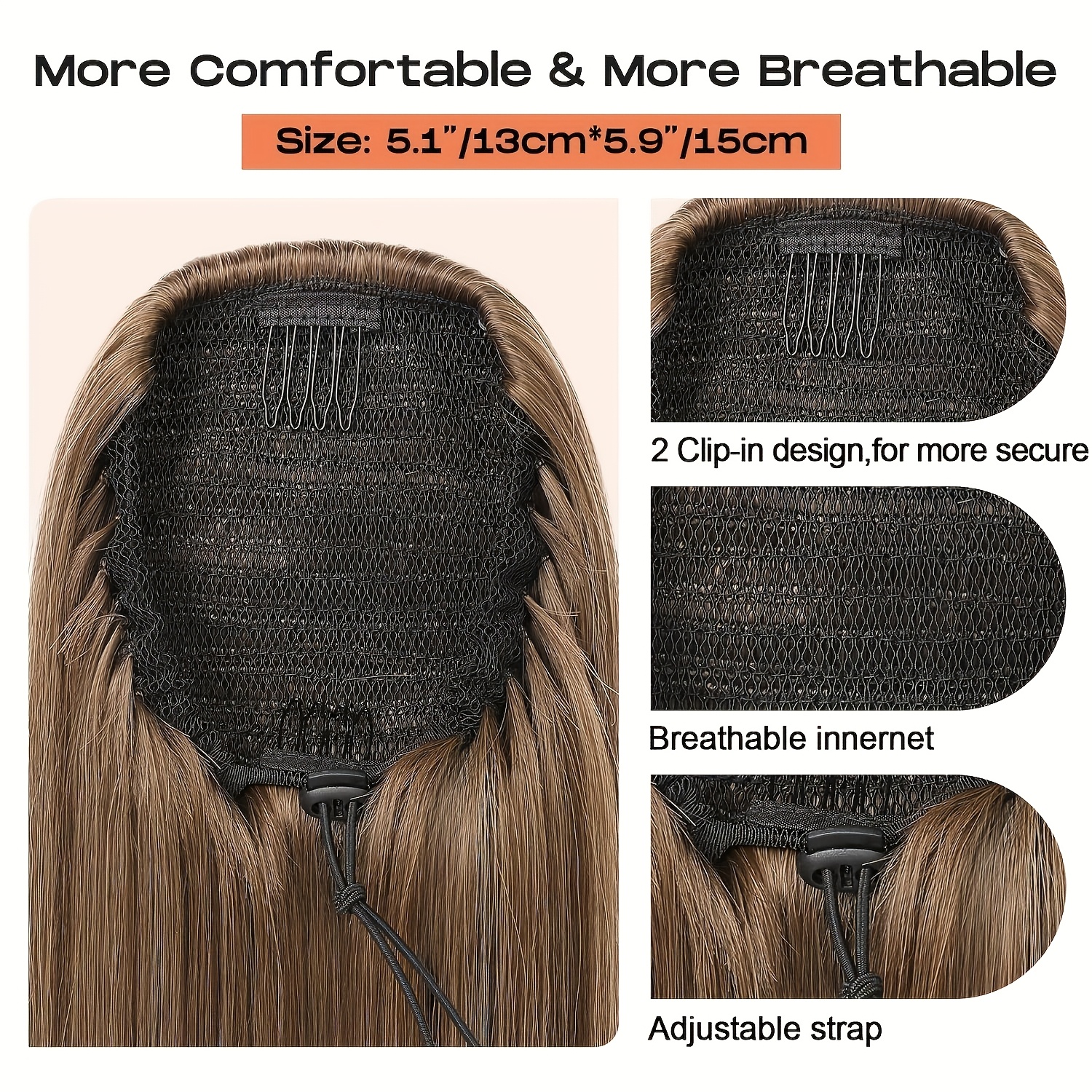 12 straight multi layered lightweight fluffy ponytail extension   resistant smooth soft synthetic hairpiece for women high temperature   for short hair hair extension straight hair extension smooth texture details 1