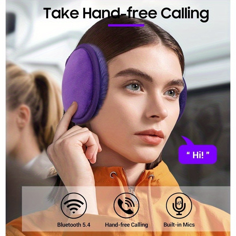 LC-dolida Winter Ear Muffs & Wireless Headphones 2-in-1, Unisex Thermal Headphones with Noise Cancelling Mic, Wireless 5.4, USB-C Charging, 10H Playtime, Ergonomic Headband & Detachable Cable, for Outdoor Sports, Cycling, Skating
