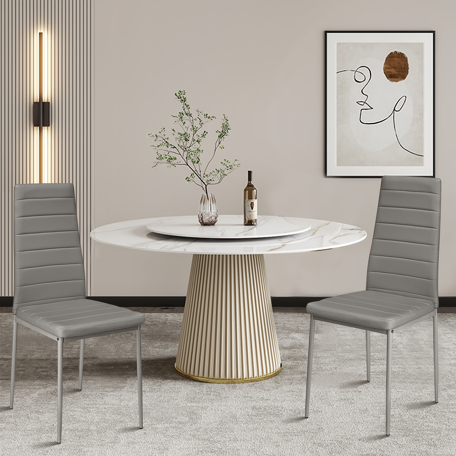 Image of Set Of 2 Dining Chairs - Elegant Italian Design, Faux Leather Cover, Comfortable Upholstered Chair - Modern Kitchen Chair, Dining Room Chair - 42x48x98cm