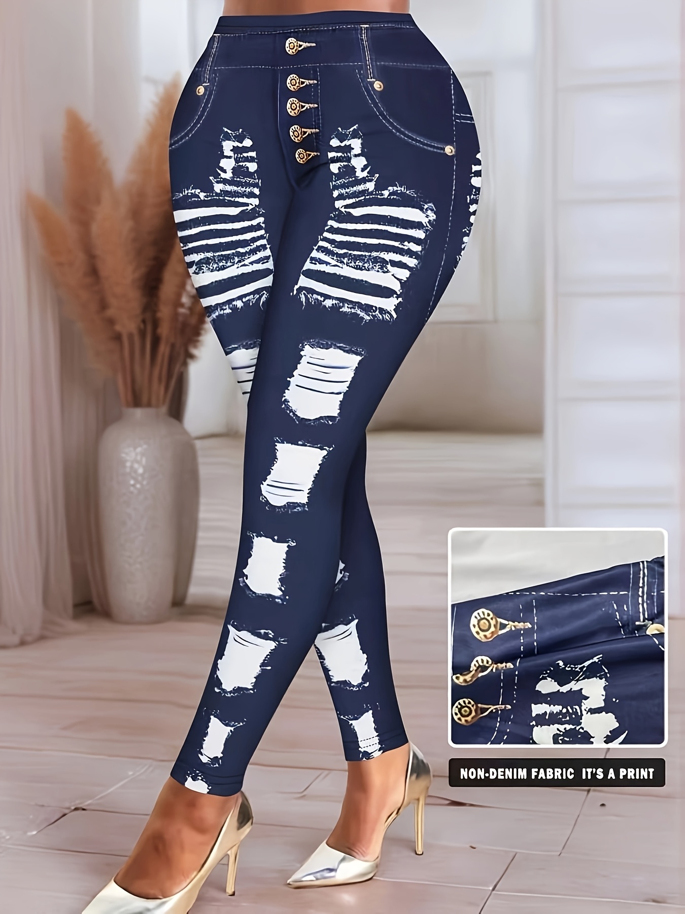 Stretchy Jeans Tights That Look Like Jeans Womens High Waist