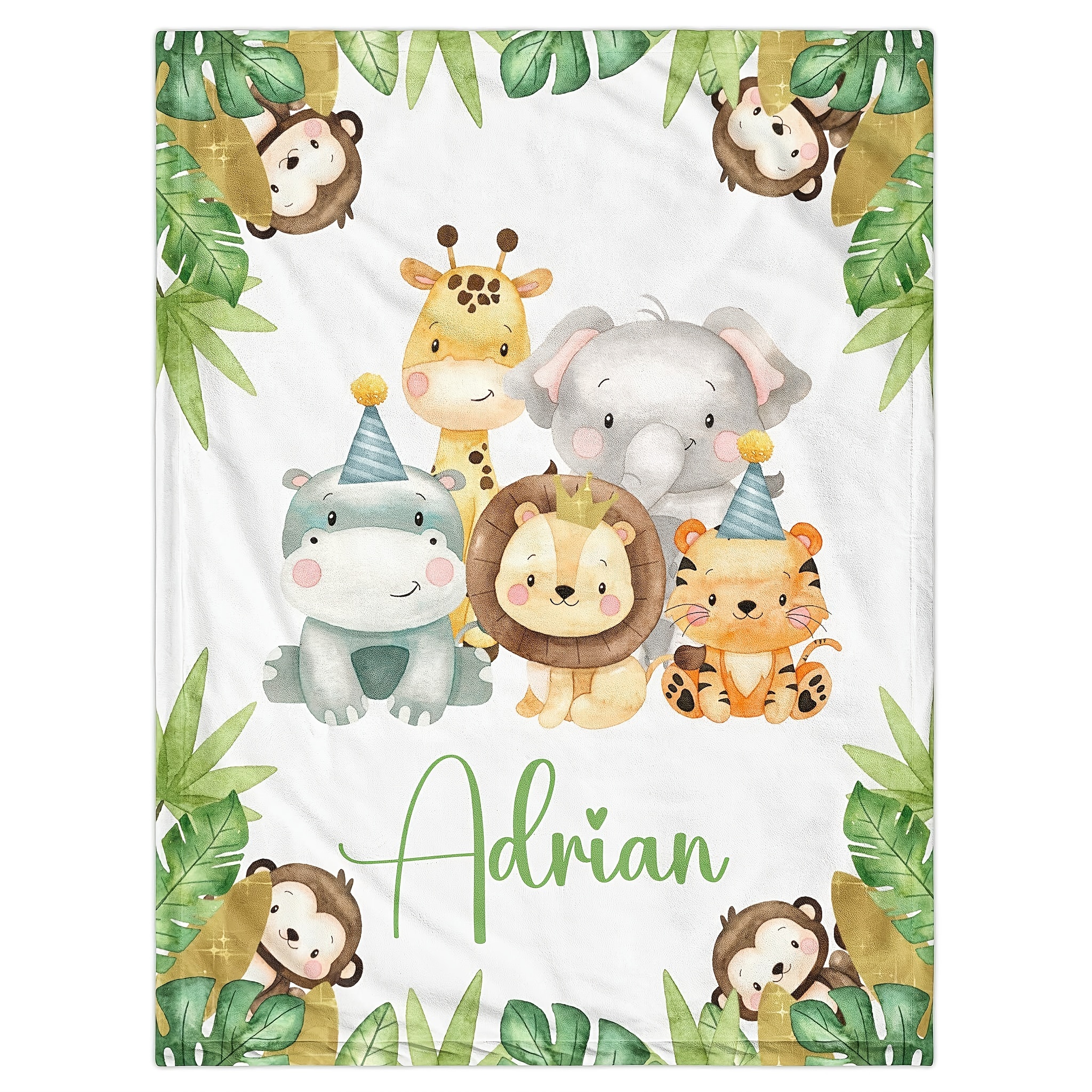 

Personalized Name Blanket With Cute Animals - Perfect For Teens, Adults, And Travel - Machine Washable - 150x200 Cm