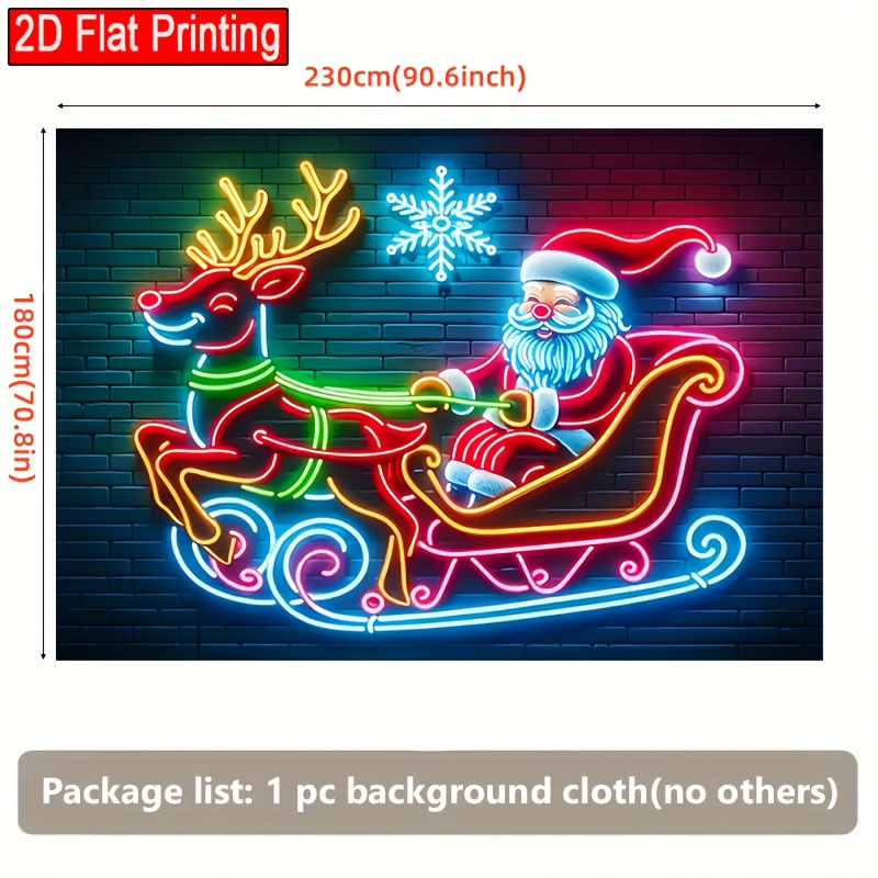 TEMU 2d Flat, 1pc 2d Flat Decoration Santa And Reindeer Sleigh Banner, Printed Fabric, No Light â Perfect For Living Room, Bedroom, Office, Outdoor
