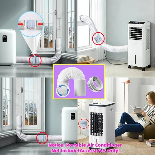 item picture portable air conditioner hose with universal 5 1 5 9 hose extend connector coupler 5 1inch 5 9inch anti clockwise thread universal exhaust vent duct air conditioner tube hose kit extension parts accessories length up to 59inch