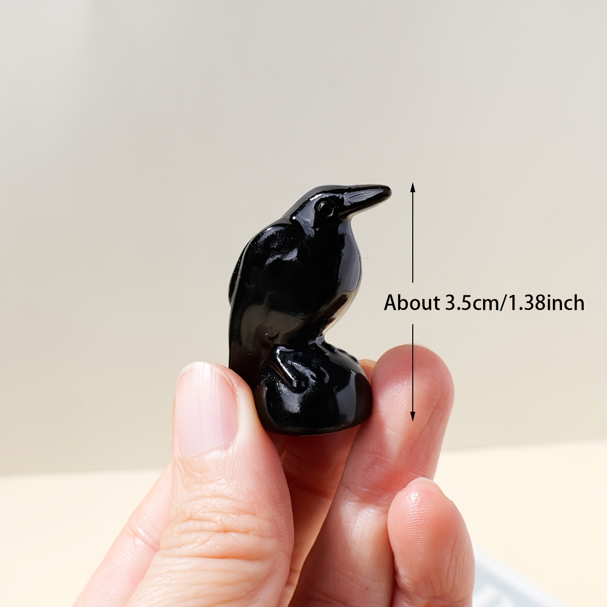 1pc Natural Obsidian Crow Stone Carving Stone Polished Polished Animal Ornament Home Desktop Party Decoration Accessories Holiday Gift